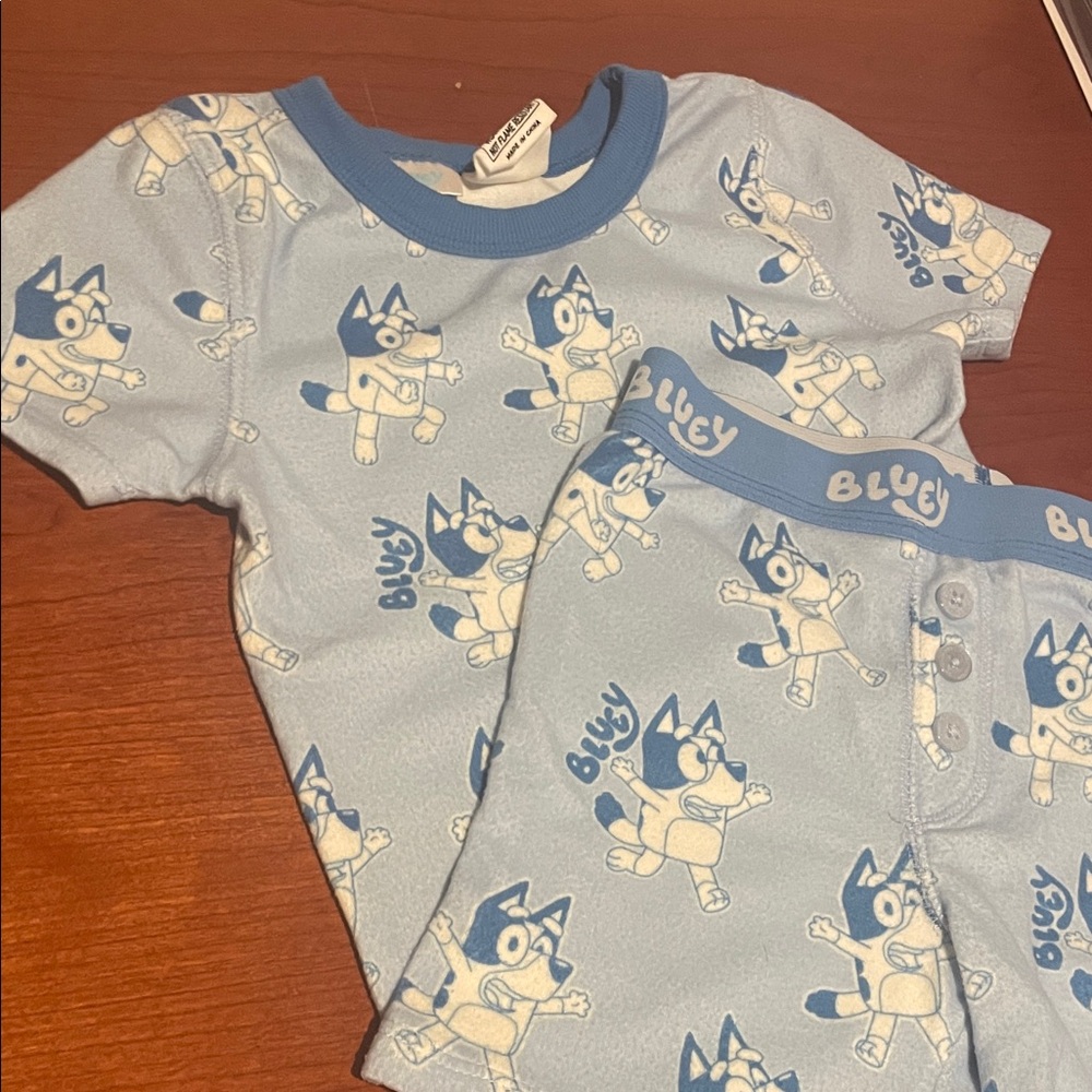 Lucy Kids Pajama Set - Light Blue with Cartoon Print